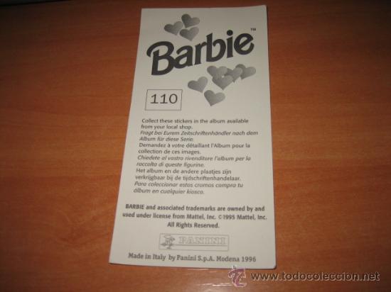 Coleccionismo cromos antiguos: BARBIE PANINI N&ordm; 110 - Foto 2