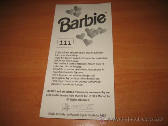 Coleccionismo cromos antiguos: BARBIE PANINI N&ordm; 111 - Foto 2