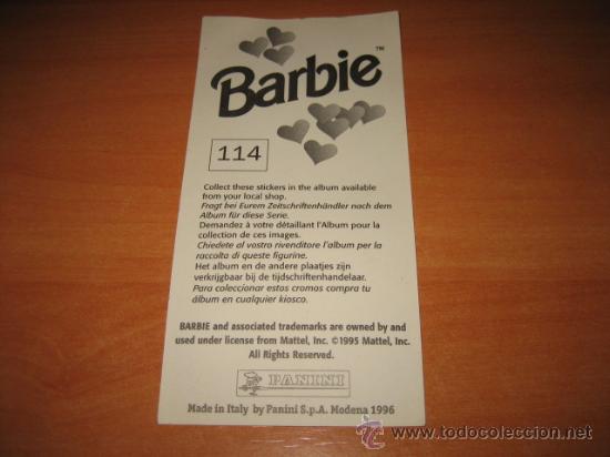 Coleccionismo cromos antiguos: BARBIE PANINI N&ordm; 114 - Foto 2