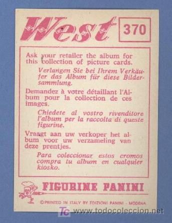 Coleccionismo cromos antiguos: West - PANINI - Foto 1
