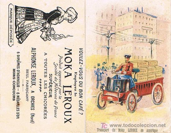 Coleccionismo Cromos antiguos: CROMOS FRANCESES, TRANSPORT DU MOKA LEROUX EN AMERIQUE, MOKA LEROUX