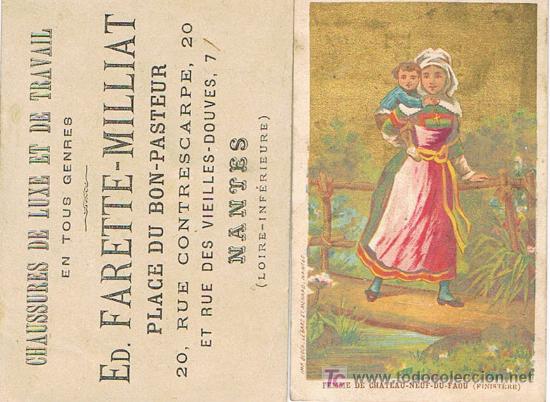 Coleccionismo Cromos antiguos: CROMOS FRANCESES, FEMME DE CHATEAU-NEUF-DU-FAOU, ED. FARETTE - MILLIAT