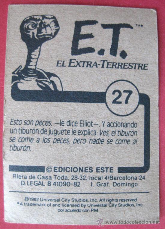 Coleccionismo cromos antiguos: CROMO E.T. EL N&ordm; 27.. ENVIO GRATIS&iexcl;&iexcl;&iexcl; - Foto 2