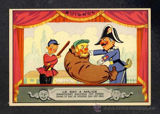 Collezionismo Figurine antiche: Cromo de Guignol. T&iacute;teres. Dorso con publicidad de ASPIRINE (ver foto adicional)