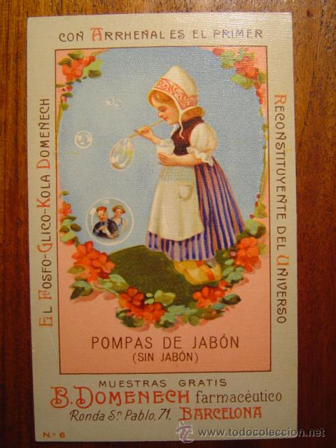 Sammeln alte Sammelbilder: Cromo tama&ntilde;o postal - POMPAS DE JABON (SIN JABON) - N&uacute;m 6 Coleccion FOSFO-GLICO-KOLA DOMENECH
