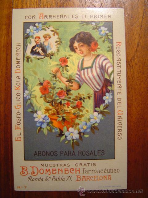 Sammeln alte Sammelbilder: Cromo tama&ntilde;o postal - ABONOS PARA ROSALES - N&uacute;m 7 Coleccion FOSFO-GLICO-KOLA DOMENECH