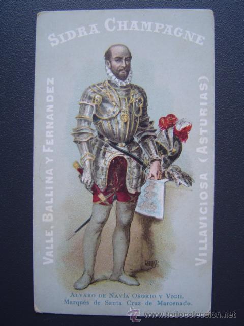 Collectionnisme Cartes &agrave; collectionner anciennes: Cromo - SIDRA VALLE, BALLINA Y FERNANDEZ - VILLAVICIOSA ( ASTURIAS )- MARQUES DE SANTA CRUZ DE MARCE