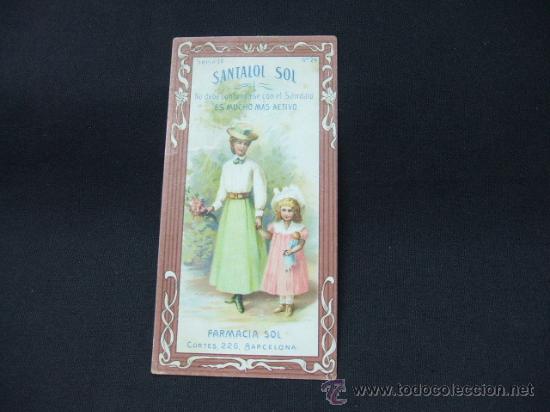 Coleccionismo cromos antiguos: CROMO-TARJETA - SERIE PRIMERA N&ordm; 24 - SANTASOL SOL - FARMACIA SOL - CORTES, 226 - BARCELONA