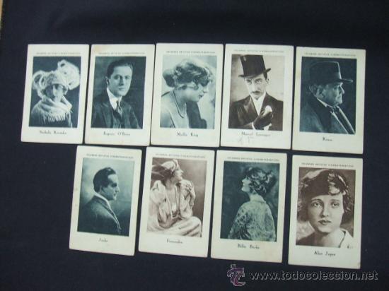 Coleccionismo cromos antiguos: LOTE 9 CROMOS - CELEBRES ARTISTAS CINEMATOGRAFICOS - CHOCOLATE E. JUNCOSA