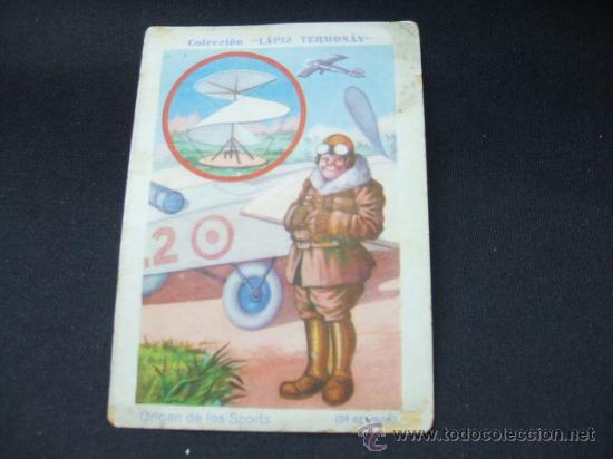 Coleccionismo cromos antiguos: CROMO - COLECCION LAPIZ TERMOS&Aacute;N - ORIGEN DE LOS SPORTS - N&ordm; 3 - AVIACION -