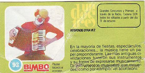 Coleccionismo cromos antiguos: BIMBO -- UN DOS TRES -- N&ordm; 93 - Foto 1