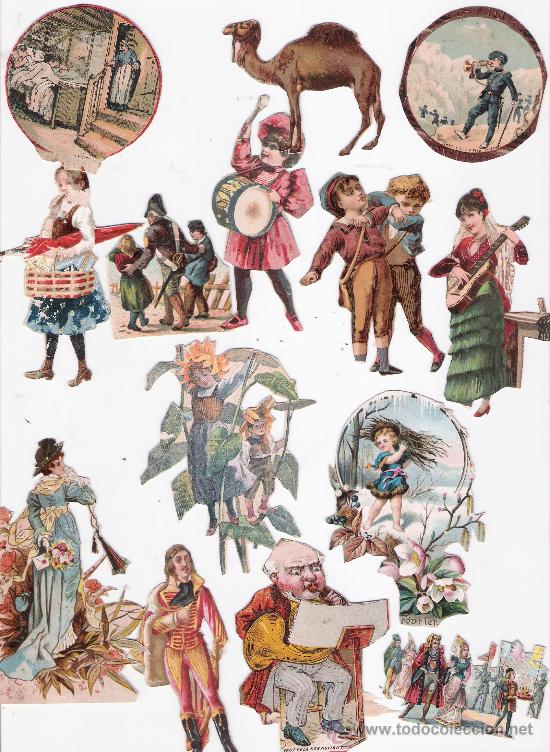Sammeln alte Sammelbilder: Lote de 14 cromos franceses de publicidad. Siglo XIX. (recortados)