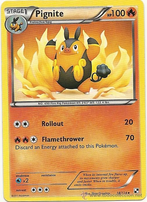 Coleccionismo cromos antiguos: POKEMON 2011, PIGNITE, STAGE 1. - Foto 1