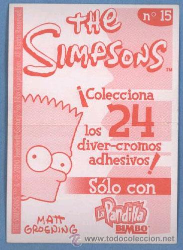 Coleccionismo cromos antiguos: Los Simpsons - Cromo n&ordm; 15 - BIMBO - Foto 2