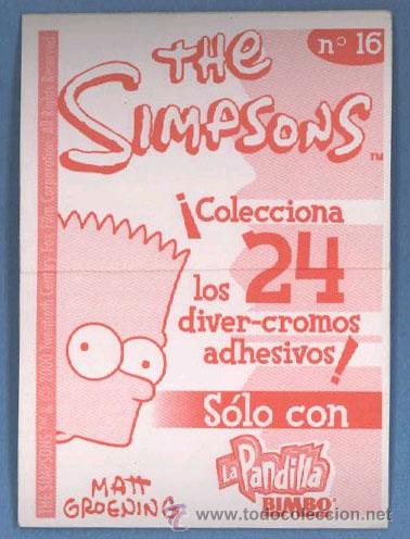 Coleccionismo cromos antiguos: Los Simpsons - Cromo n&ordm; 16 - BIMBO - Foto 2