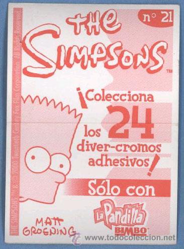 Coleccionismo cromos antiguos: Los Simpsons - Cromo n&ordm; 21 - BIMBO - Foto 2