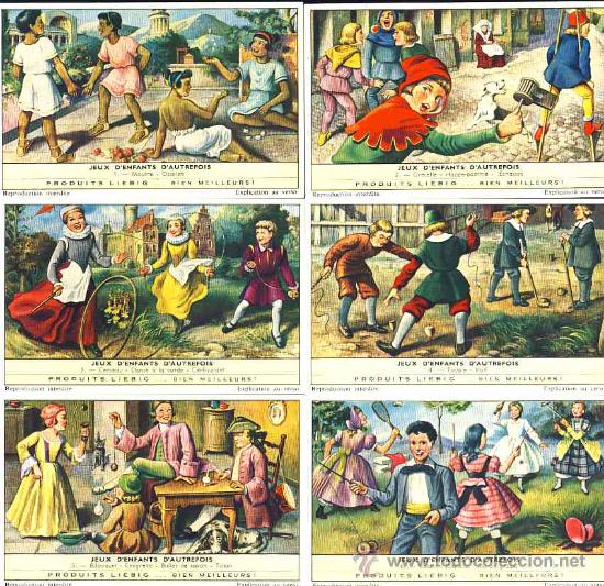 Coleccionismo Cromos antiguos: Serie completa de 6 cromos LIEBIG: Jeux d' enfants d'autrefois. Texto neerlandes