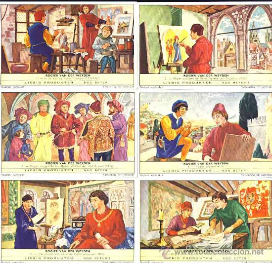 Coleccionismo cromos antiguos: Serie completa de 6 cromos LIEBIG: Rogier van der Weyden. Texto neerlandes