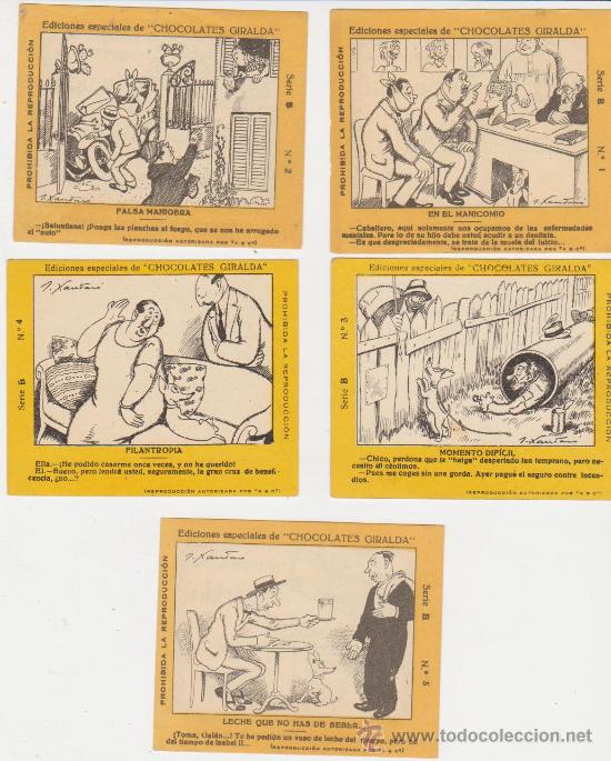 Collezionismo Figurine antiche: Chocolates Giralda. Lote de 5 cromos, Dibujos de Xaudar&oacute;. Serie B  del 1 al 5.