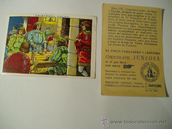 Coleccionismo cromos antiguos: cromo chocolate juncosa cristobal colon n&ordm;  137 - Foto 1