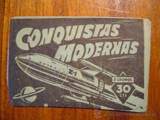 Coleccionismo cromos antiguos: CONQUISTAS MODERNAS - Sobre de cromos vac&iacute;o - Editorial CRISOL - Foto 1