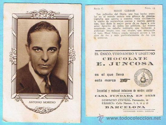 Coleccionismo cromos antiguos: LOTE DE CROMOS SUELTOS; 1,00 &euro;. C&Eacute;LEBRES ARTISTAS CINEMATOGRAFICOS. SERIE G. CHOCOLATE JUNCOSA 1920S