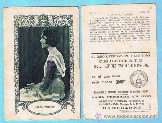 Collectable Antique Stickers: LOTE DE CROMOS SUELTOS; 1,00 &euro;. C&Eacute;LEBRES ARTISTAS CINEMATOGRAFICOS. SERIE h. CHOCOLATE JUNCOSA 1920S