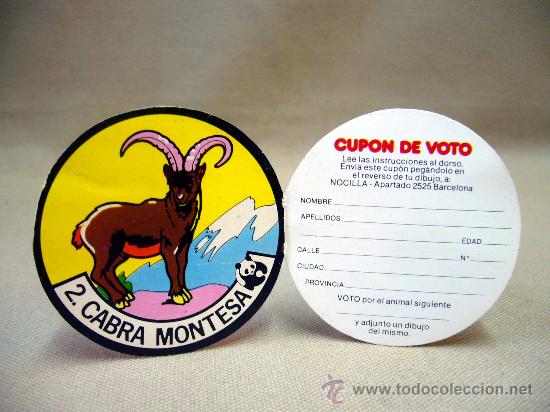 Coleccionismo Cromos antiguos: CUPON, NOCILLA, N&ordm; 2 CABRA MONTESA, CAMPA&Ntilde;A  PROTECCION ANIMALES,
