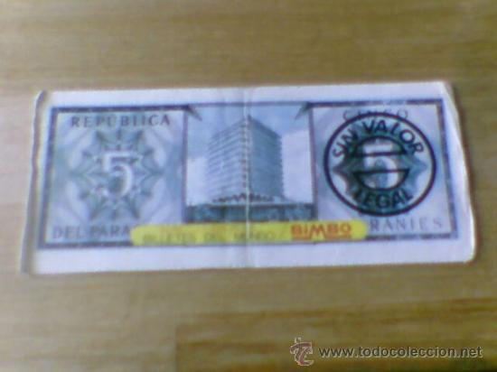 Colecionismo Cromos antigos: Cromo album billetes mundo pastelitos  Bimbo Paraguay  5 guaranis