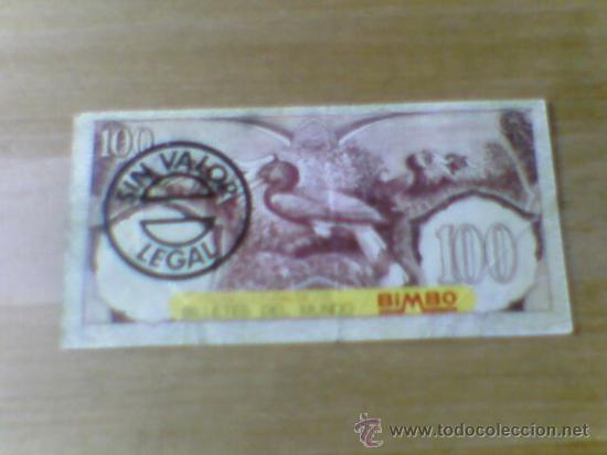 Sammeln alte Sammelbilder: Cromo album billetes mundo pastelitos  Bimbo Indonesia 100 rupias