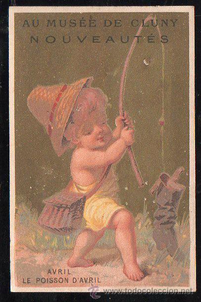 Collectable Antique Stickers: CROMO DE MUSEE DE CLUNY. AVRIL LE POISSON D'AVRIL