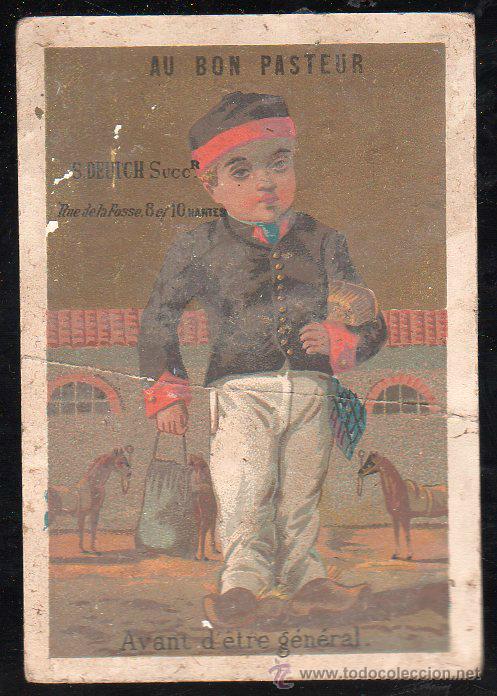 Collectable Antique Stickers: CROMO DE S. DEUTCH SUCC&ordm;. NANTES. AU BON PASTEUR. AVANT D'&Ecirc;TRE GENERAL