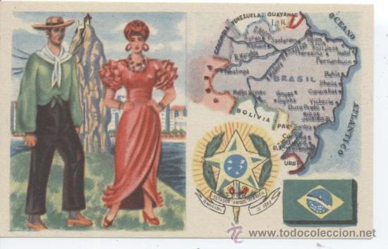 Coleccionismo Cromos antiguos: Cromo Naciones del Mundo. Ceregumil Fern&aacute;ndez. Segunda Serie de 100 cromos. Brasil, n&ordm; 8.