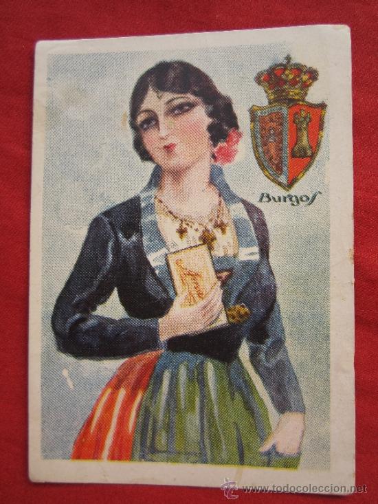 Coleccionismo cromos antiguos: mujer en traje regional y escudo , de burgos  , cromo n.13 chocolate amatller