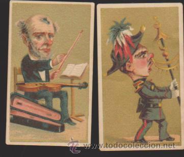Sammeln alte Sammelbilder: Cigarro de la Cruz Roja. Lote de 2 cromos (7,5x4,5) Siglo XIX.  RAROS.