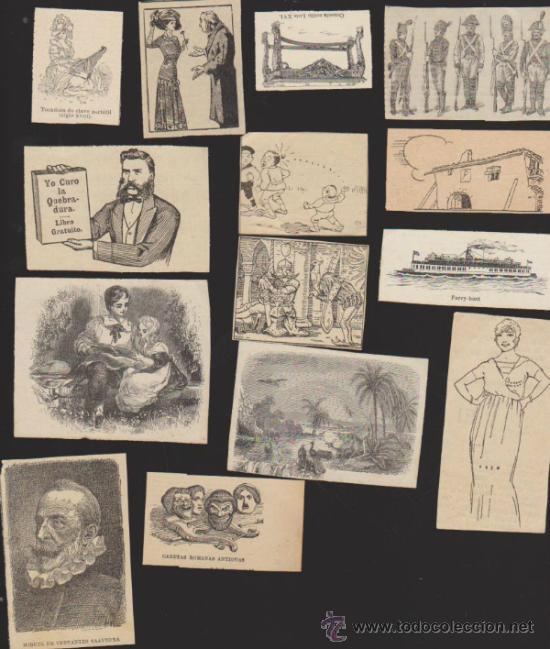 Sammeln alte Sammelbilder: Lote de 17 cromos recortados de revistas y otras del siglo XIX.