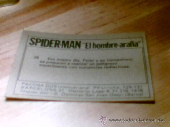 Coleccionismo cromos antiguos: Cromo Spiderman Pacosa dos n&ordm; 26 1978 - Foto 2