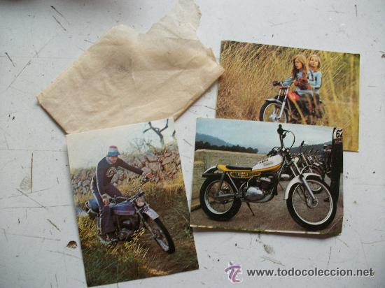 Coleccionismo cromos antiguos: 3 CROMOS DE BIMBO: EL MUNDO DE LAS MOTOS. Y SU BOLSITA DE CELOFAN ORIGINAL....