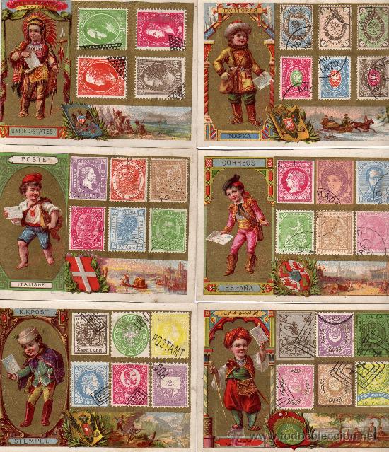 Coleccionismo cromos antiguos: 12 cromos, serie dedicada a la correspondencia universal, - Foto 2