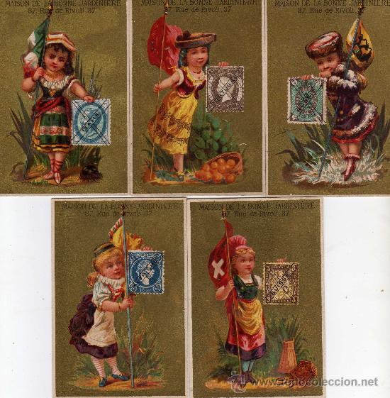 Collectable Antique Stickers: 5 cromos dedicados a paises europeos,estan nuevos