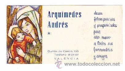 Colecionismo Cromos antigos: TARJETA DE FELICITACI&Oacute;N--ANDR&Eacute;S ARQUIMEDES--VALENCIA--A&Ntilde;OS 50-60