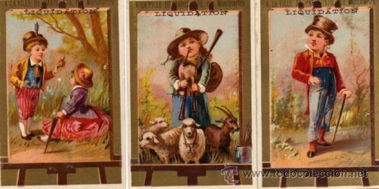 Collectable Antique Stickers: 3 cromos franceses principios siglo XX