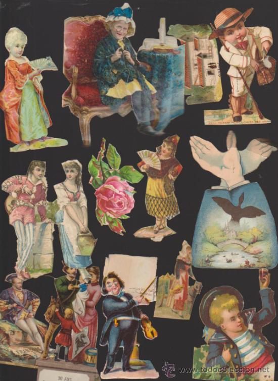 Collezionismo Figurine antiche: Lote de 13 cromos,la mayor&iacute;a recortados de cromos publicitarios franceses siglo XIX.-