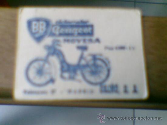 Coleccionismo Cromos antiguos: Cromo 1962 Tombola vivienda publicidad trasera MOTO CICLOMOTOR BB PEUGEOT  nunca pegado n&ordm;72