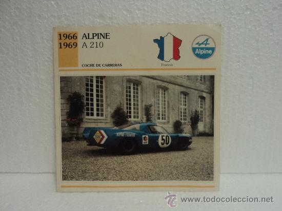 Coleccionismo cromos antiguos: FICHA AUTOS DE COLECCION ALPINE A 210 - Foto 1