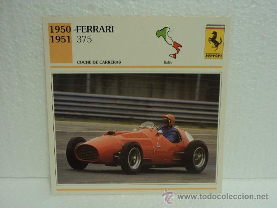 Coleccionismo cromos antiguos: FICHA AUTOS DE COLECCION FERRARI 375 - Foto 1