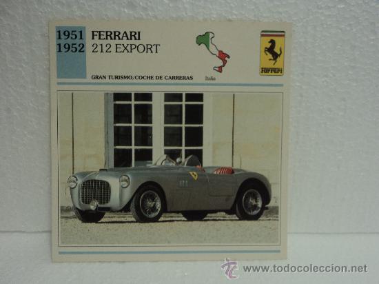 Coleccionismo cromos antiguos: FICHA AUTOS DE COLECCION FERRARI 212 EXPORT - Foto 1