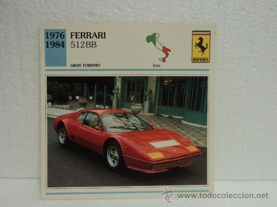 Coleccionismo cromos antiguos: FICHA AUTOS DE COLECCION FERRARI 512 BB - Foto 1