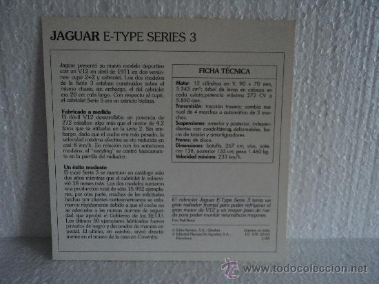 Coleccionismo cromos antiguos: FICHA AUTOS DE COLECCION JAGUAR E-TYPE SERIES 3 - Foto 2