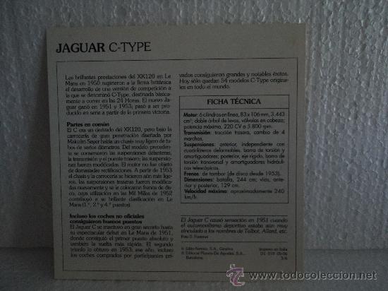 Coleccionismo cromos antiguos: FICHA AUTOS DE COLECCION JAGUAR C-TYPE - Foto 2